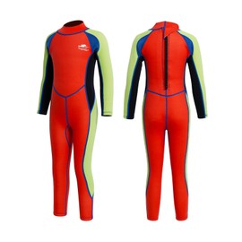 Gogokids Kids Wetsuit - Boys Girls Rash Guard One Piece Thermal Swimsuits 2.5mm Neoprene Diving Snorkelling Suit UV 50+ Sun Protection, Orange S