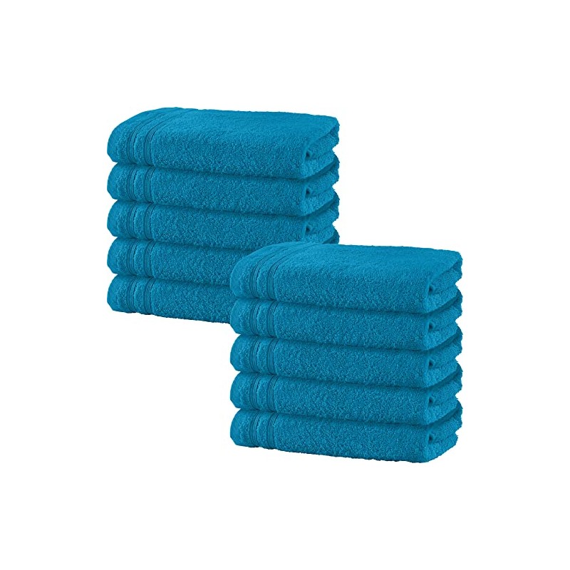 Erwin Müller Pack of 10 Hand Towels with 2 Stripes