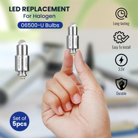 PakCan 5 Pcs Halogen LED Replacement Bulbs Compatible with Welch Allyn 3.5v Lamp 06500-u MacroView Otoscope Lamp