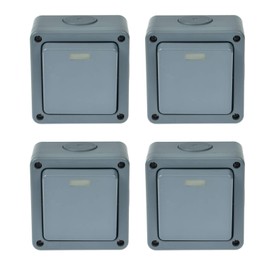 Weatherproof Electrical Outdoor Switch, Single Wall Light Switch IP66 Waterproof, Grey, SPDT Electrical Switch, 10Amp 110-250V for Outdoor, Garden, Pool, Yard(4PK)