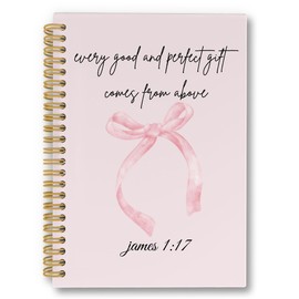 laveliabel Pink Bow Coquette Notebook - Pink Preppy Christian Notebook Journal, Pink Office Supplies, Bible Journal Notebooks for Note Taking, Bible Journaling Notebook, Spiral Notebook 5.5x8.3 Inches