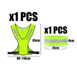 CVDYWDJIE 1 Reflective Vest and 2 Reflective Wrist Straps, Sporty Elastic Wrist Straps, Night Safety Vest, Running Vest