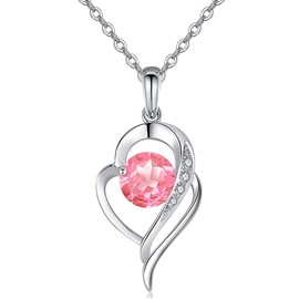 Suyi Sterling Silver Necklace Heart Necklace Cubic Zirconia Pendant Necklaces for Women, Cubic Zirconia Sterling Silver, Sterling silver