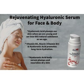 Hyaluronic Rejuvenating Serum for Face & Body 3.34 oz, Natural, Non-greasy, with Vitamin B5 and Niacinamide