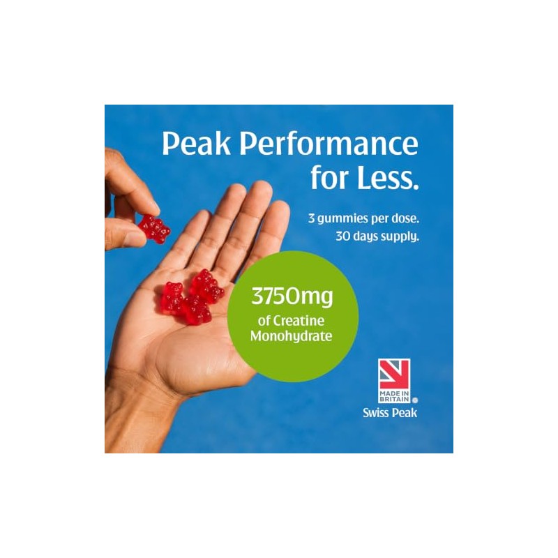 Swiss Peak Creatine Gummies 3750mg Creatine Monohydrate Watermelon Flavour 90