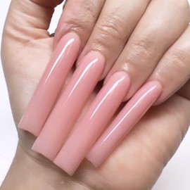 Press on Nails Extra Long Square SWEKKE Pink Fake Nails Pink Solid Color Full Cover Glue on Nails Glossy Acrylic Press on Nails Stick on Nails Artificial Nails for Women Girls 24 Pcs