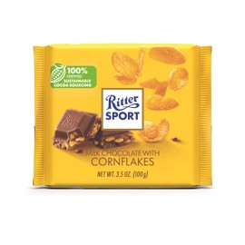 Ritter Sport Milk Chocolate with Cornflakes, 3.5 Ounce Bar, 10 Pack, 100% Certified Sustainable Cocoa