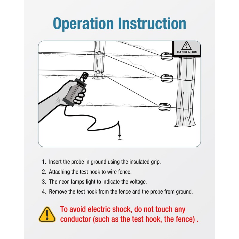 ALLOSUN GK503C NEON Fence Electric Voltage Tester Max 9000V,Electric Fence