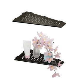 12" Corner Shower Caddy Shelves, 2 Pack Bathroom Shower Shelf for Tiled Wall, Stainless Steel Shower Shelf Organzier for Inside Shower, Kitchen Storage Without Hooks & Adhesive (Star Patterns, Black)