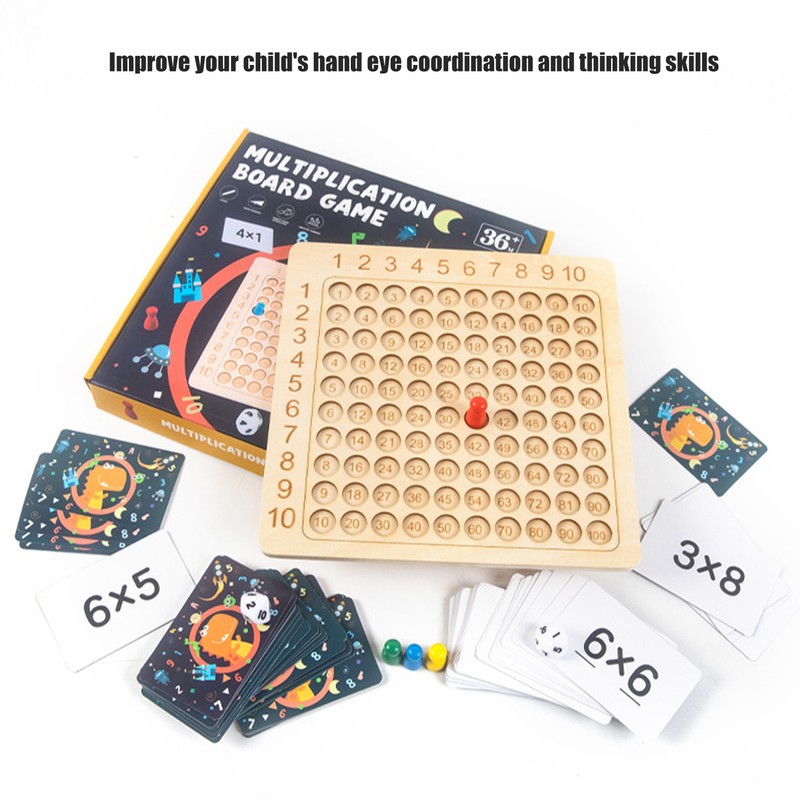 Wooden Multiplication Board Educational Multiplication Game Board for Learning Teaching