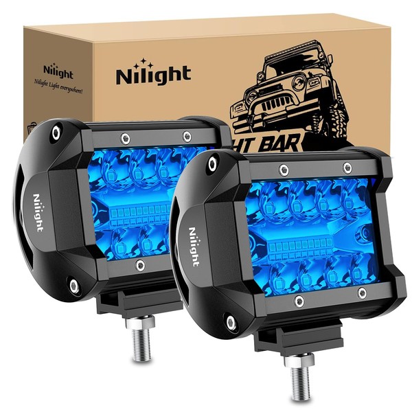 Nilight 4 inch LED Light Pod Blue Triple Row 2PCS