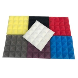 Pack of 12 Acoustic Panels Sponge Sound Foam Pyramid Absorbent Sound Insulation Foam 25 x 25 x 5 cm (White)