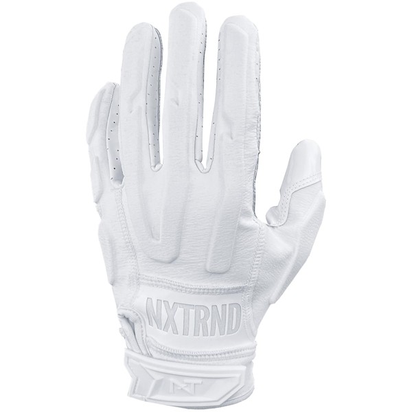Nxtrnd G3 Padded Football Gloves, Sticky Padded Receiver Gloves, Lineman Gloves (White, Medium)