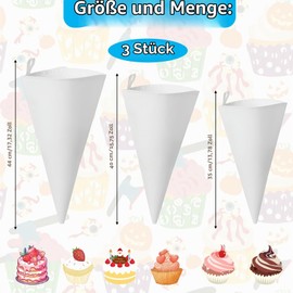 AYSYR Piping Bags with Nozzles, 30/35/40 cm, Reusable, Set of 3