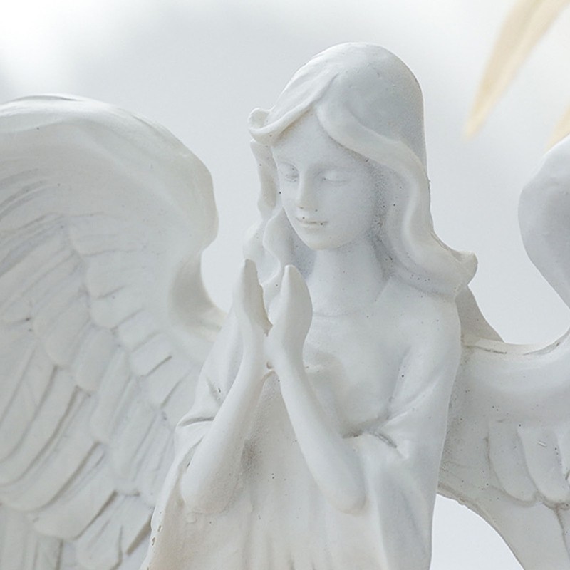 Prayer Angel Candlestick Pure White Wing Angel Prayer Statue for