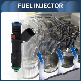 INFINAUTO Fuel Injector, Engine Fuel Injection Nozzle No.5C3Z-9F593-DC for FORD F-150 V8 2005-2006 5.4L for FORD F-250 F-350 SUPER-DUTY 05-07 5.4L Black, 1 Pc