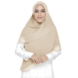 Lina & Lily Women's Chiffon Hijab Head Scarf Wrap HUGE SIZE SQUARE 58'' by 58'' (Beige)