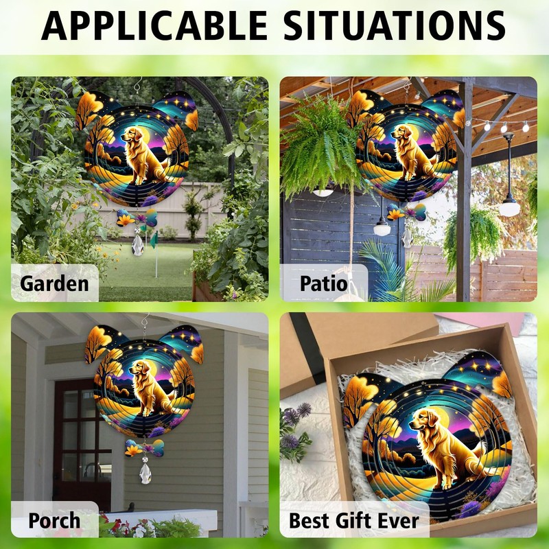 Golden Retriever Dog Ears Wind Spinner, Golden Retriever Wind Spinner