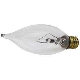 Bulbrite Incandescent CA8 Candelabra Screw Base (E12) Light Bulb, 25 Watt, Clear