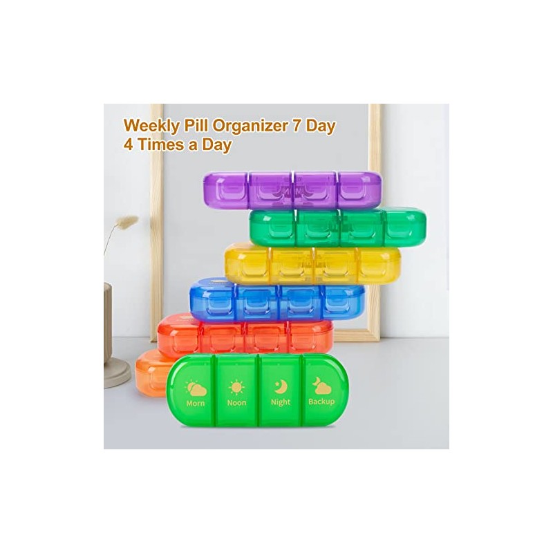 MURRI&MURRDI 7-Day Pill Organizer with 28 Cells, Large Weekly Pill