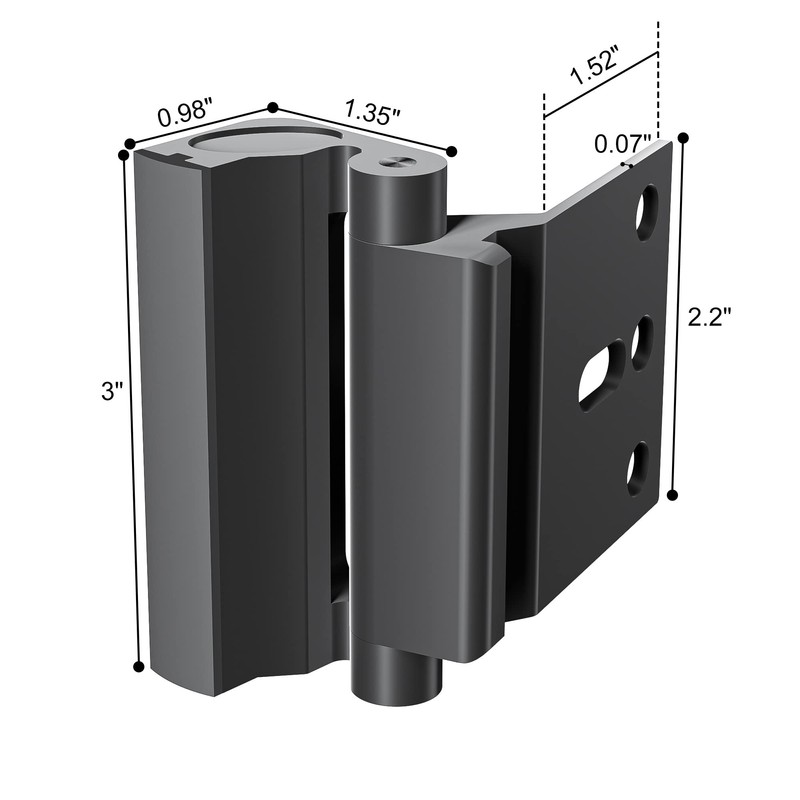 Door Reinforcement Lock Withstands 800lbs of Force - Black Extra