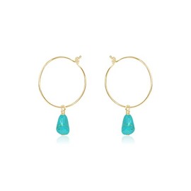Turquoise Raw Nugget Hoop Earrings in 14k Gold Fill
