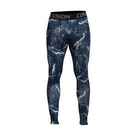 Fringoo ® Men Compression Set Workout Training Base Layer Shirt + Tights Running Skin Fit Thermal Top Stretchy Gym Fitness Leggings S/M/L/XL (Medium, Thunder Blue - Set)