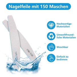 Funalix Nagelfeilen, 12 Stück doppelseitige Schmirgelbretter Nagelfeilen, Nagelstyling-Werkzeuge, waschbares Nagelfeilen-Set, Nagelpolierer, für Zuhause, Salon und Haustiere (Blau 150/150)