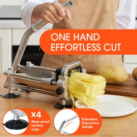 Befano French Fry Cutter, Stainless Steel Potato Cutter with 1/2 Inch and 3/8 Inch Blades, (Manual Cutter, 1/2'' & 3/8'' Blade)