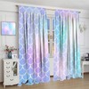 Mermaid Curtains, Cartoon Watercolor Pastel Sea Animal Mermaid Princess Scale