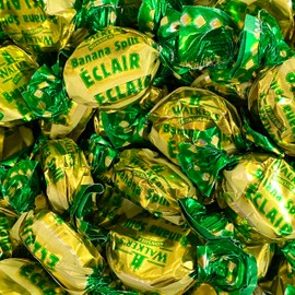 Walkers Nonsuch Banana Toffee Eclairs 250g Bag Resealable Pouch Banana Split Retro Sweets