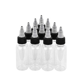 Leadigol 30ml Empty Tattoo Ink Bottles, 10 PCS Tattoo Twist Cap Plastic Clear Transparent Tattoo Pigment Container Clear Refillable Bottles Tattoo Tool