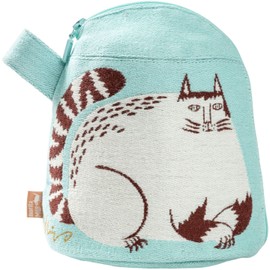 morita MiW Gusseted Pouch Cat in Park Light Blue Colorine Lovely Shape Solid Woven Thick Fabric with Elegant Color Lining 100% Cotton Empret Veil (R), Cats with large trees in the park