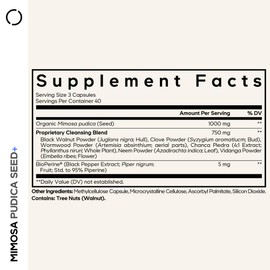 Codeage Organic Mimosa Pudica Seed Capsules - Mimosa Pudica Seeds Supplement - Black Walnut, Cloves, Vidanga, Neem, BioPerine - All in One - Sensitive Plant Pills - Non-GMO & Vegan - 120 Capsules