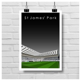 GroundDesigns NEWCASTLE UNITED Football Gift ST JAMES' PARK Stadium Art Unframed A3 Print NUFC