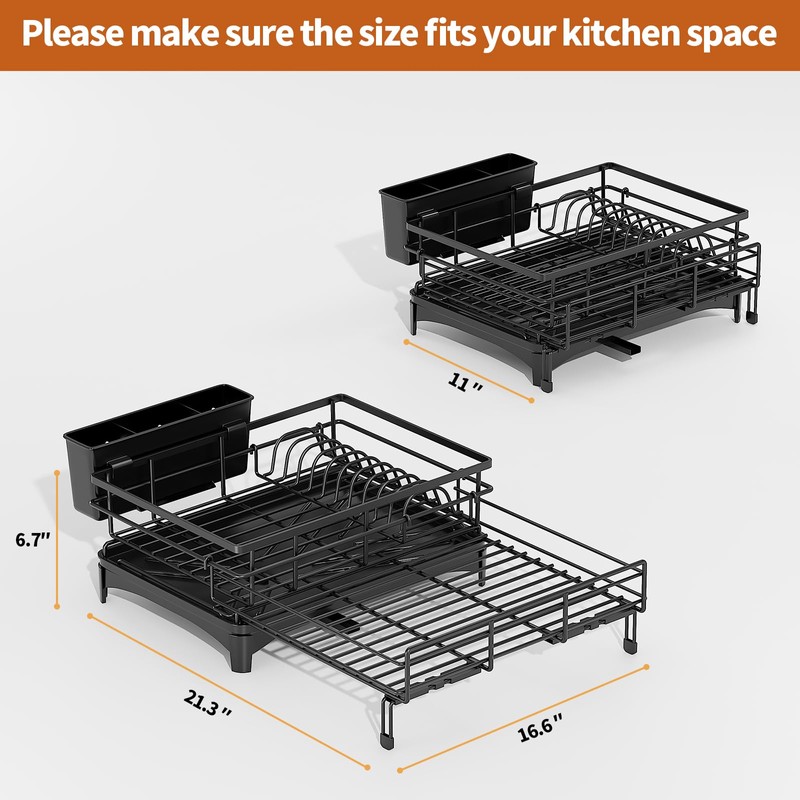 Laveshop Dish Drying Rack - Expandable Rack, Large Capacity Dish