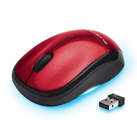 BlueDiamond 2.4G Wireless Mouse - Nano Reciever - Ambidextrous Design - 10m operating range - For Laptop or Computer - Red