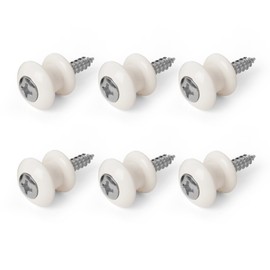 Waverly Guitar Strap Button, White Button, Chrome Screw - 6 Pack