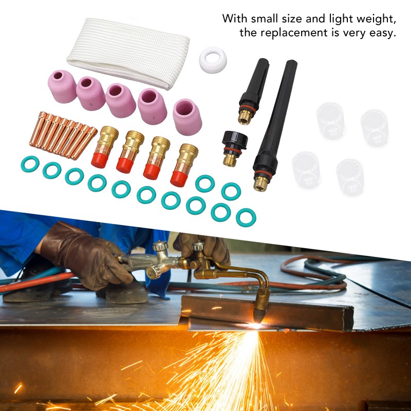 38Pcs TIG Welding Accessory Set Ceramic Nozzle Glass Cup Connector
