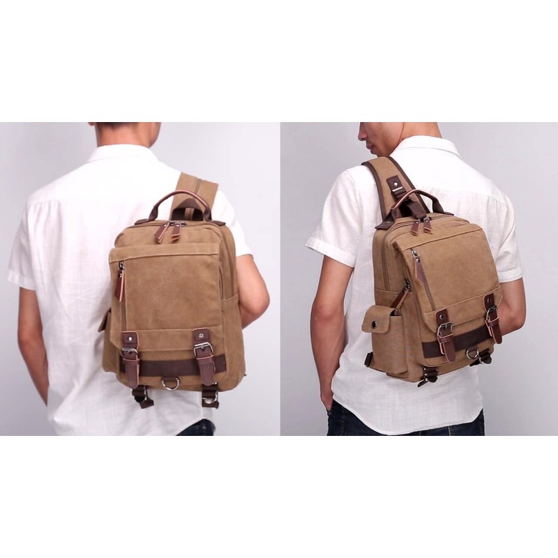 LeafIn Mini Backpack, Sack, Fashionable, Lightweight, Canvas Body Bag, Men