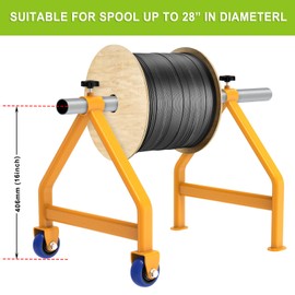 Lifeswell Wire Spool Rack, Portable Cable Caddy, Steel Fully welded Wire Rack Dispenser for up to 28" Diameter Spools, 220 lbs Capacity, Yellow