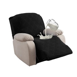 YUEANG 100% Waterproof Recliner Chair Cover, 1 Pieces Stretch Recliner Sofa Slipcovers Washable Cover for Reclining Chair for Pets, Dogs, Kids (Black, 1 Seater)