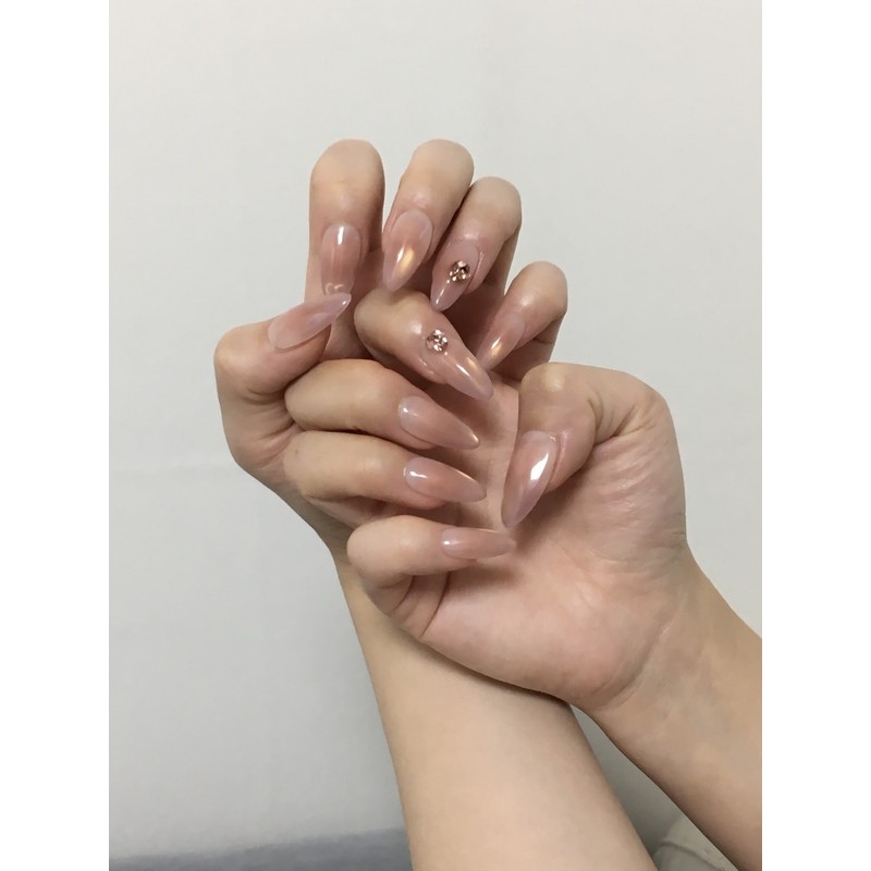 [Extended Nail Signature Art] Golden Rosé - Short Ballerina /