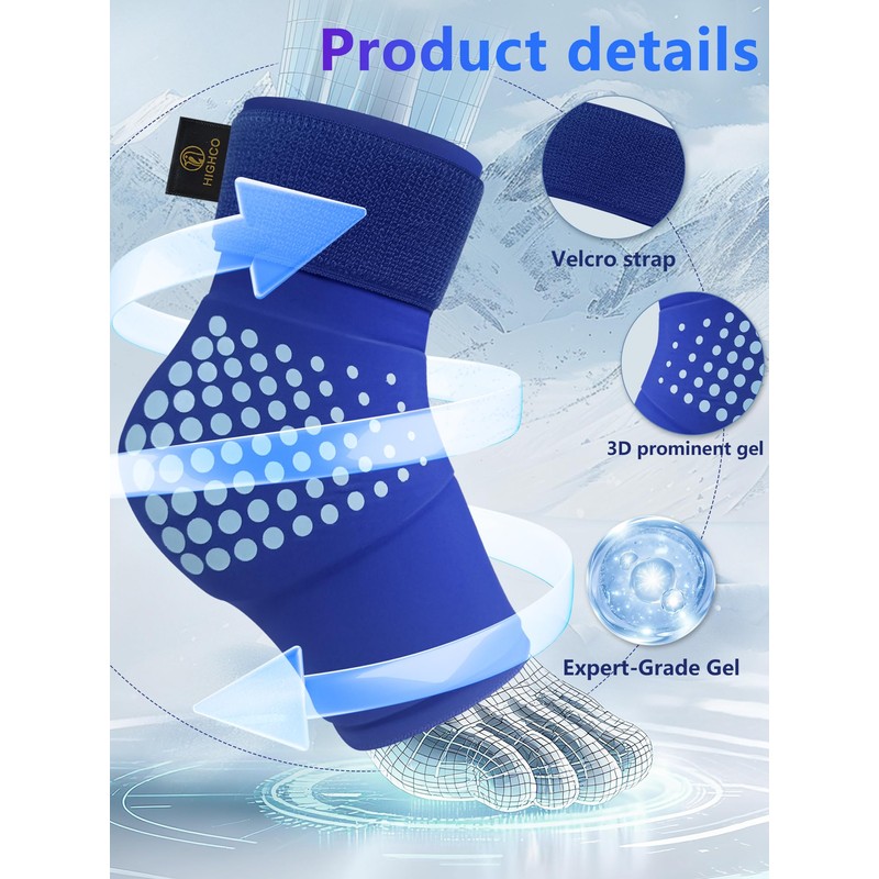 Ankle Ice Pack Wrap for Injuries Reusable for Swollen Feet,