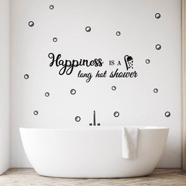 PLIGREAT Bathroom Quotes Wall Stickers, Removable Vinyl Wall Decals Black Art Letters Bubbles Wall Stickers for Shower Room Hotel Washroom Bath Center Wall Decoration Indoor Wall Art Decor