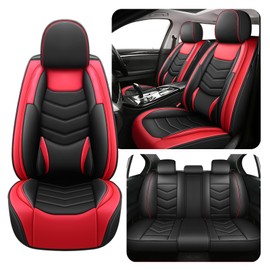 Car Seat Covers Fit for Honda Pilot 2003-2025 Daily Commutes Durable and Side Airbag Compatibility Sports Seat Cover, Full Set, Black Red