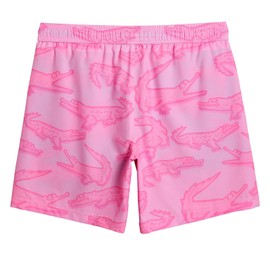 maamgic 7 Inch Mens Swim Trunks with Compression Liner Board Shorts with Zippered Pocket Bathing Suit for Beach Vacation Pink Crocodile X-Large