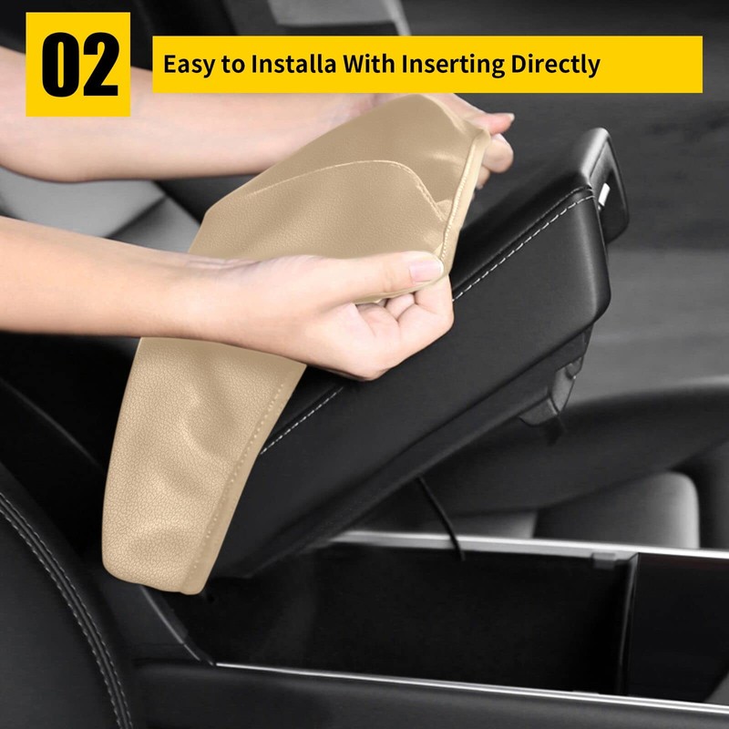 AOMSAZTO Console Covers for 2012-2015 Civic Honda Beige Armrest Cushion