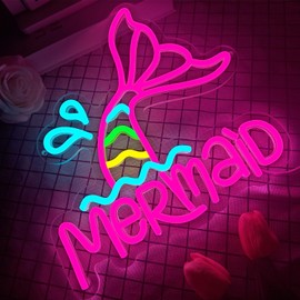 Mermaid Tail Neon Sign Dimmable Mermaid Neon Sign for Wall Decor Mermaid Tail Neon Light Up Sign for Bedroom Living Room Gifts For Birthday Christmas