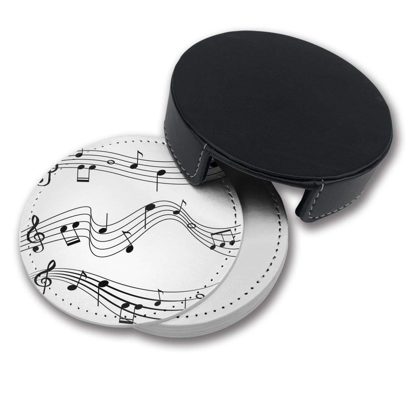 Vibiliyou Set Of 6 Design Music Notes Black White Drinks